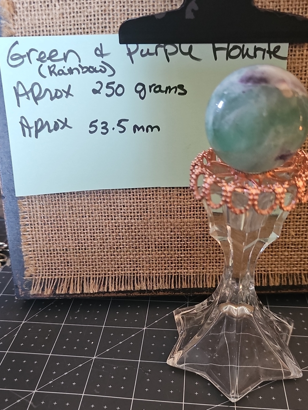 Green & Purple RAINBOW Fluorite Sphere (300j)